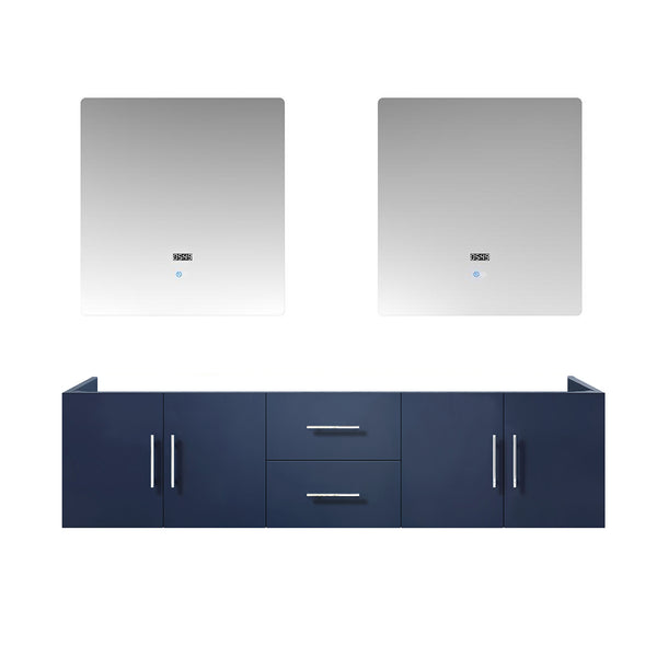 English Elm Navy Blue Double Bath Vanity 72" W With 2 Led Mirrors, Ample Storage & Modern Design For Elegance B2731S00551