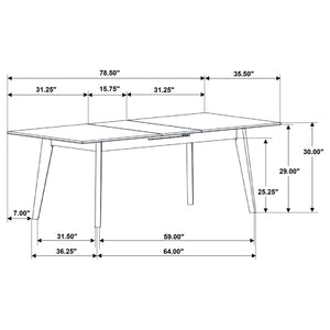 English Elm Bellingham Black Faux Marble Dining Table with Self-Storing Extension Leaf and Splayed Legs, Versatile Elegance B062P354064