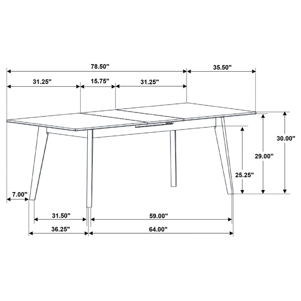 English Elm Bellingham Black Faux Marble Dining Table with Self-Storing Extension Leaf and Splayed Legs, Versatile Elegance B062P354064