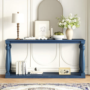English Elm U_Style Vintage Wood Grain Console Table - Space-Saving Entryway Design With Tapered Legs & Shelf N711P256976V-GIGA