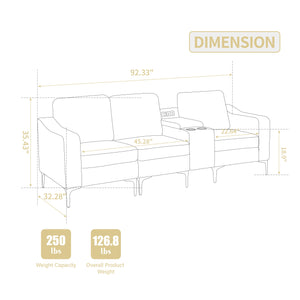 English Elm Convertible Corduroy Sectional Sofa With Usb & Cupholders – Modern 3-Seater In Gray For Comfort W3098S00029