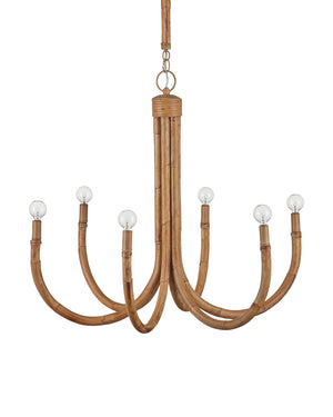 Currey & Company Samsara Small Chandelier: Elegant Rattan Design With Six Lights, Adjustable Height & Earthy Tones Natural Rattan ,Wrought Iron 9000-1297-currey-company