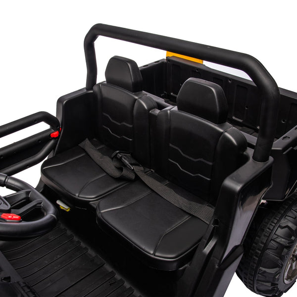 English Elm 24v Kids Ride on Dump Truck Two Seat Electric Utv with Tilting Bed and Remote Control Black W1578P188520