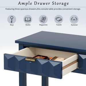 English Elm U_Style 60'' Modern Fir Veneer Console Table With Honeycomb Drawers, Versatile Entryway Focal Point N711P230811V-GIGA