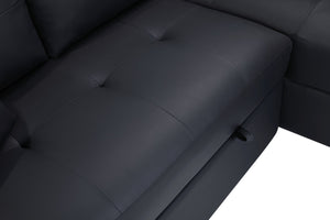 English Elm Duilio Sleeper Sectional with Usb Charging Cupholders Storage Arms Pvc Upholstery B2749S00250