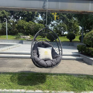 English Elm Outdoor Rattan Egg Swing Chair - Stylish Dark Gray Hanging Chair For Indoor & Outdoor Relaxation W2500P362156-GIGA