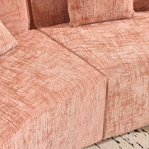 English Elm Pink Curved Compressed Sofa — Nordic Soft Foam & Spring Seating, Easy Setup, Stylish Centerpiece W3612S00010