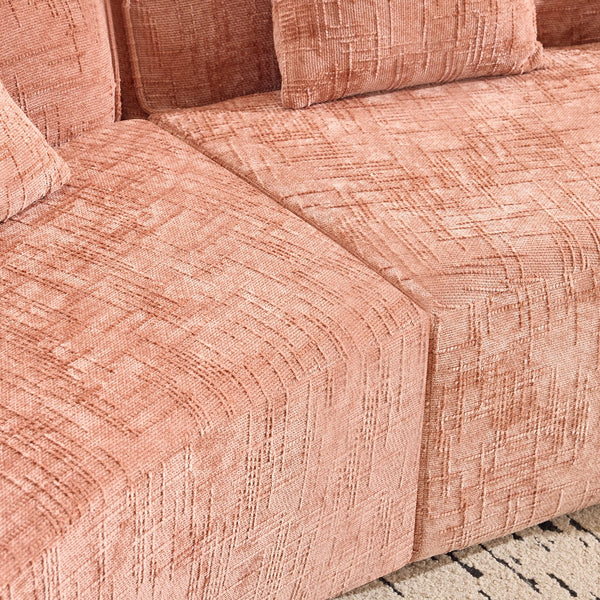 English Elm Pink Curved Compressed Sofa — Nordic Soft Foam & Spring Seating, Easy Setup, Stylish Centerpiece W3612S00010