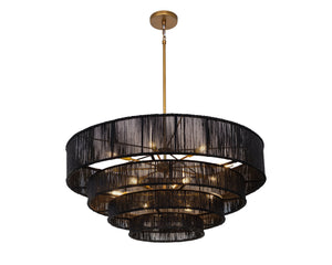 Sunpan Lumina Chandelier - Stunning 14-Bulb Design, Elegant Wall Mount, Perfect for Modern Home Décor Antique Brass, Black Jute