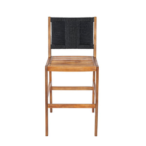 English Elm 4 Piece Outdoor Acacia Wood Wicker Bar Stools Set with Cushioned Patio Seating Black,Cream,Teak N773OB00131R