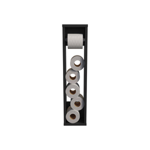 English Elm Shelf 28" H Wall-Mounted 2-Shelf Black Engineered Wood Compact Bathroom Storage, CARB Compliant B097P250847