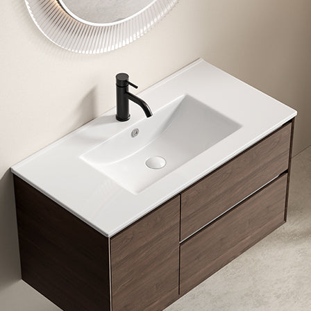 English Elm 36inch Ceramic Vanity Top Oval Basin Cultured Marble Glossy White Overflow Included W3402P324608