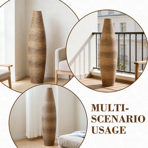 English Elm 39.4" Handcrafted Rattan-textured Pvc Tall Floor Vase Boho Entryway Sculptural Accent W2796P446205