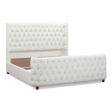 English Elm Brooklyn King Tufted Panel Bed Headboard and Footboard Set, Antique White Polyester