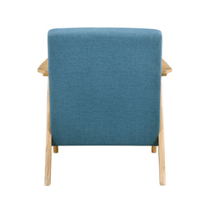 English Elm Modern Velvet Accent Chair with Dark Walnut Angular Frame, Streamlined Mid-Century Comfort Design Blue,Natural 35.5 L x 25.5 W x 20 H B011P271955