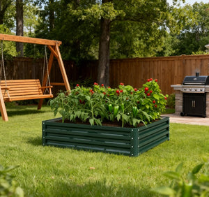English Elm Outdoor Raised Planter Box with Drainage Reservoir for Herbs Vegetables Balcony T3971P423563