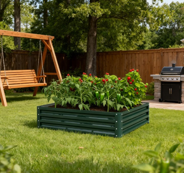 English Elm Outdoor Raised Planter Box with Drainage Reservoir for Herbs Vegetables Balcony T3971P423563