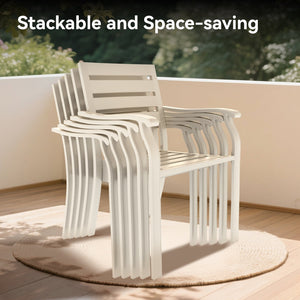 English Elm 5-Piece Outdoor Patio Dining Set – Stylish Round Metal Table & 4 Stackable Chairs For Gardens, Decks W213S00054