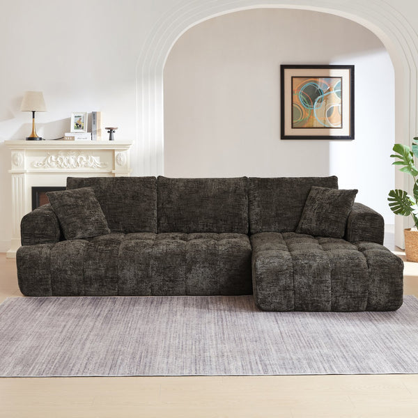 English Elm Chenille L-Shape Oversized Luxury Sectional Sofa - Comfy Tufted Couch For Living Room & More! W2339S00082