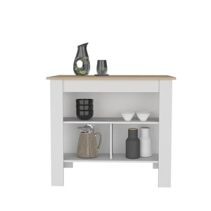 English Elm Cortes 2-Tier Kitchen Island With Spacious Worktop, Versatile Storage & Stylish Modern Design B200P235838