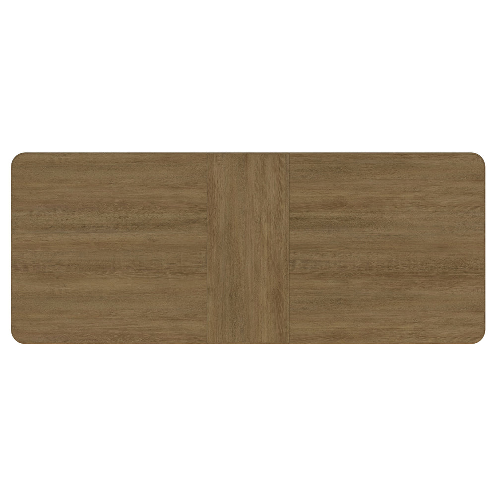 English Elm Benson Sand Wash Extension Dining Table with Removable Leaf, Rounded Corners & Antique Brass Stretcher B062P374100