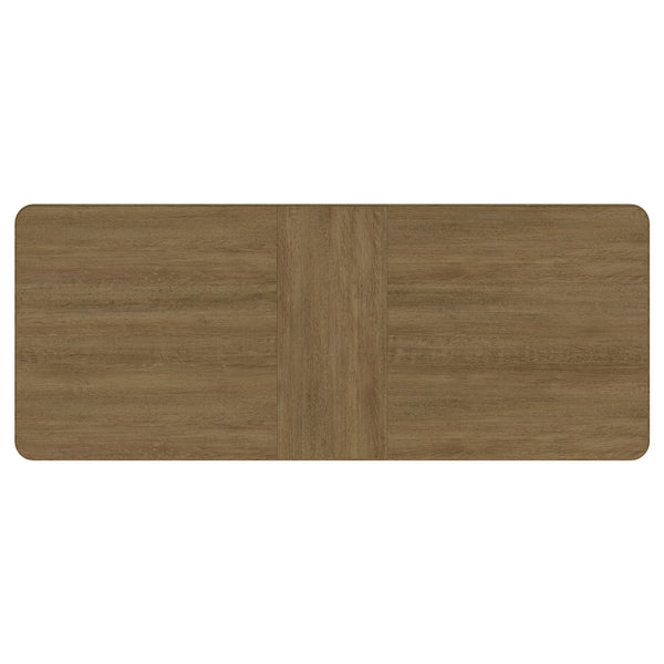 English Elm Benson Sand Wash Extension Dining Table with Removable Leaf, Rounded Corners & Antique Brass Stretcher B062P374100