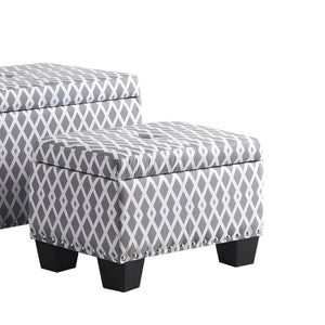 English Elm 17" Stylish Storage Ottoman with Hidden Compartments, Gray White Diamond Upholstery, Cozy Seat B072116462