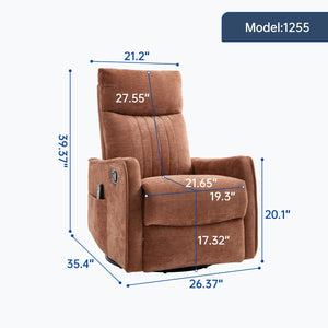 English Elm Blue Fabric Swivel Rocker Recliner with Massage Heat Nodes for Living Room Comfort Orange W1803P321821