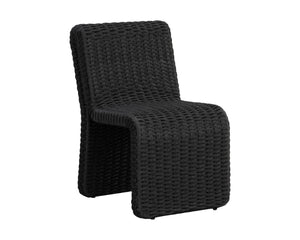 Sunpan EDESSA Dining Chair - Stylish Black Wicker Design for Outdoor Spaces, Durable Aluminum Frame, Modern Curves 111678
