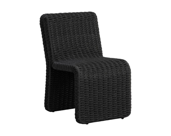 Sunpan EDESSA Dining Chair - Stylish Black Wicker Design for Outdoor Spaces, Durable Aluminum Frame, Modern Curves 111678
