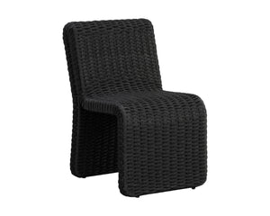 Sunpan Edessa Dining Chair - Modern Armless Design with Twisted Wicker and Aluminum Frame for Stylish Dining Black