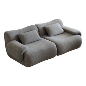 English Elm Sofa Memory Foam 2-Seater Compression Couch with Deep Seat, No Assembly, Sherpa Fabric Comfort Light Gray W3622P346253