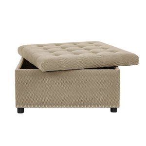 English Elm Storage Ottoman Tufted Nailhead Trim Lift Top Footstool for Living Room or Bedroom Camel W5568P447106