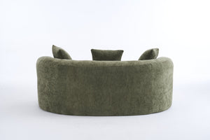 English Elm Crescent-shaped Chenille Loveseat Low Profile Curved Sofa for Modern Living Rooms Green W5188P450355