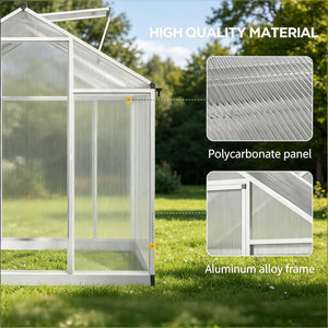 English Elm Winter Walk-in Polycarbonate Greenhouse Aluminum Frame with Roof Vent and Rain Gutter T3971S00231