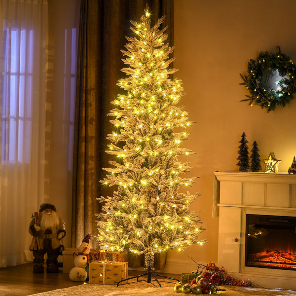 English Elm Homcom 7.5Ft Prelit Snow Flocked Christmas Tree With 350 Warm Lights & Auto Open Design For Easy Setup W2225P249631