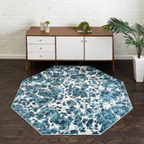 Unique Loom Oasis Breeze Machine Made Abstract Rug Blue, Navy Blue/Ivory 6' 0" x 6' 0"