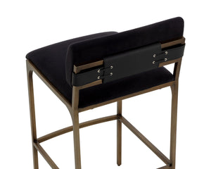 Sunpan MORI Barstool - Abbington Black Elegance with Plush Comfort, Gold Accents for Modern Interiors 112149