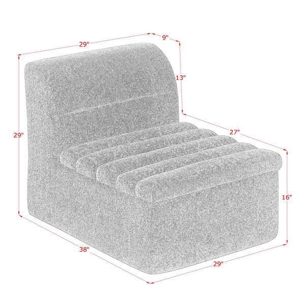 English Elm The Chenille Modular Seat Compact Chair for Sectionals Apartments and Small Spaces W1413P298056