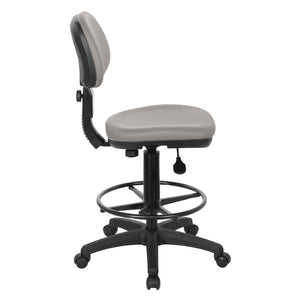 OSP Home Furnishings Sculptured Ergonomic Drafting Chair with Vinyl Upholstery for Studio and Lab Workspaces Dillon Stratus DC517V-R103