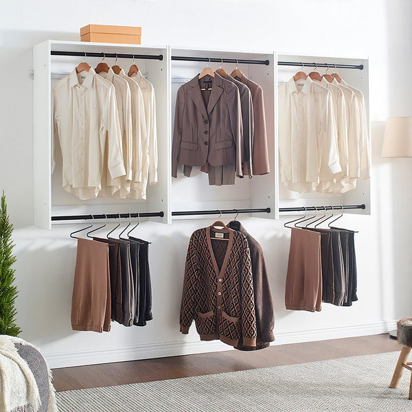English Elm Devi White Wall Mounted Wood Closet System — Durable Melamine Finish, Ample Modular Storage, Easy Assembly for Walk-In Spaces B040P311949