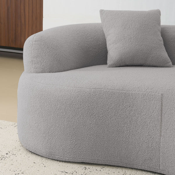 English Elm 66.93 Curved Loveseat 73" Heart-Shaped Teddy Velvet Sofa Full Foam & Spring Support, No-Assembly Cozy Compact Grey W3612P332116