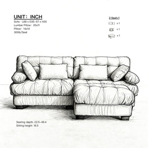 English Elm Modular Cloud Sectional with Ottoman Deep Seat Flannelette Sofa for Living Room Pink W2120S00024