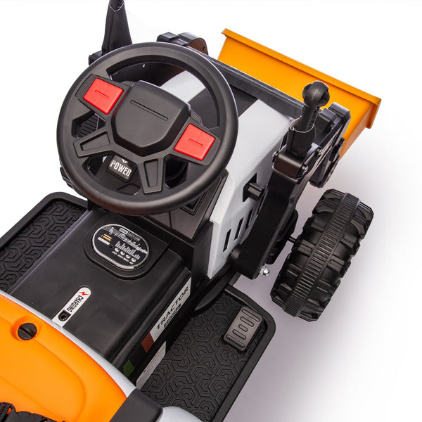 English Elm 24v Kids Electric Ride on Construction Tractor Swivel Seat Remote Control Toy W1578P294833