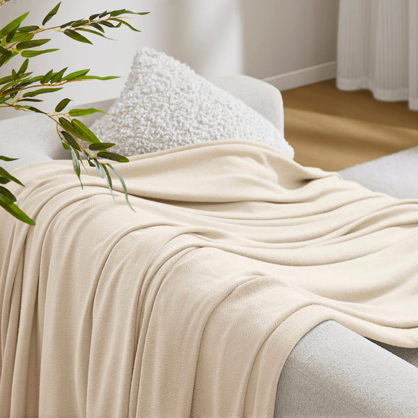 English Elm 1-piece King Jacquard Cotton Blend Blanket Aztec Woven Soft Breathable Bedroom Layer Ivory B035P437471