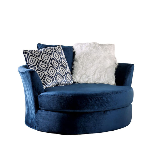 English Elm Transitional High Back Stripe Chair with Rolled Arms for Coastal Comfort and Supportive Seating Appeal Navy 58 L x 58 W x 31 H B2741P378474