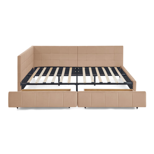 English Elm Full Size Upholstered Tufted Bed Frame - Stylish Velvet Sofa Bed With Storage, Pink Elegance W487S00305