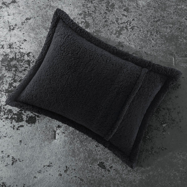 English Elm 3 Piece Crushed Velvet Reversible Comforter Set Full Queen Luxe Hypoallergenic Bedding Charcoal B035P319857