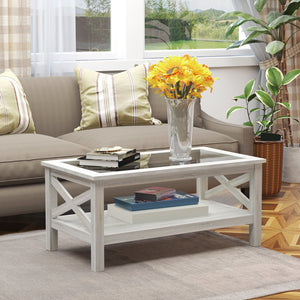 English Elm HOMCOM Farmhouse Coffee Table with Flip Lift Top and Hidden Storage, Square Center Table, Rustic Charm White Oak W2225P217445