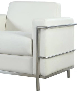 English Elm Executive Faux Leather Club Chair with Polished Chrome Frame for Modern Living Spaces White B011P439046